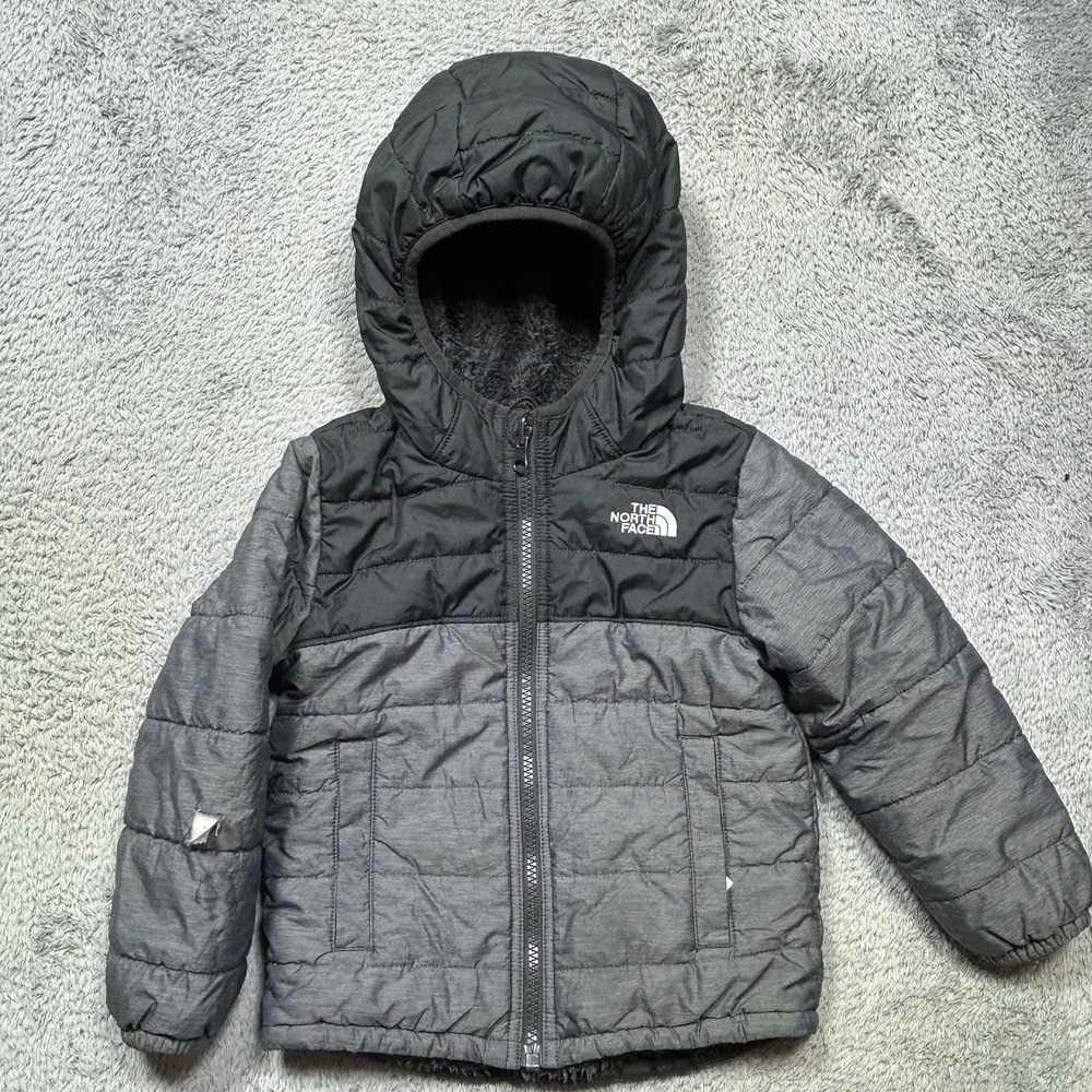 The North Face Jacket Toddler Boy 4T Gray Black Reversible Mount Chimborazo HOLE